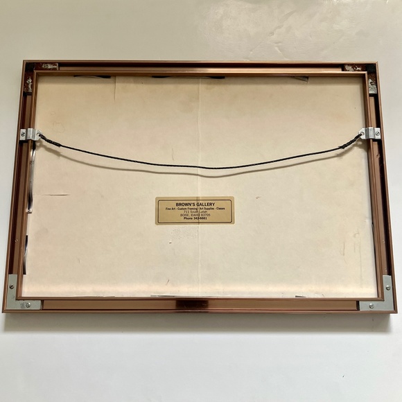 Vintage copper rectangular picture frame oatmeal canvas matting - Picture 12 of 13